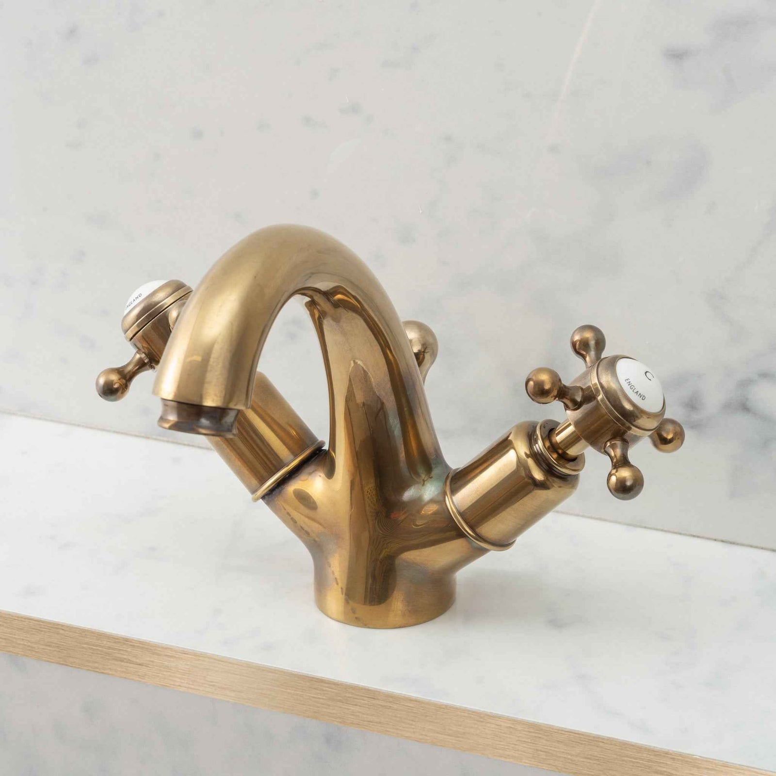 Hanover White Ceramic Crosshead High Neck Basin Mono Mixer - Rutland London (UAE)