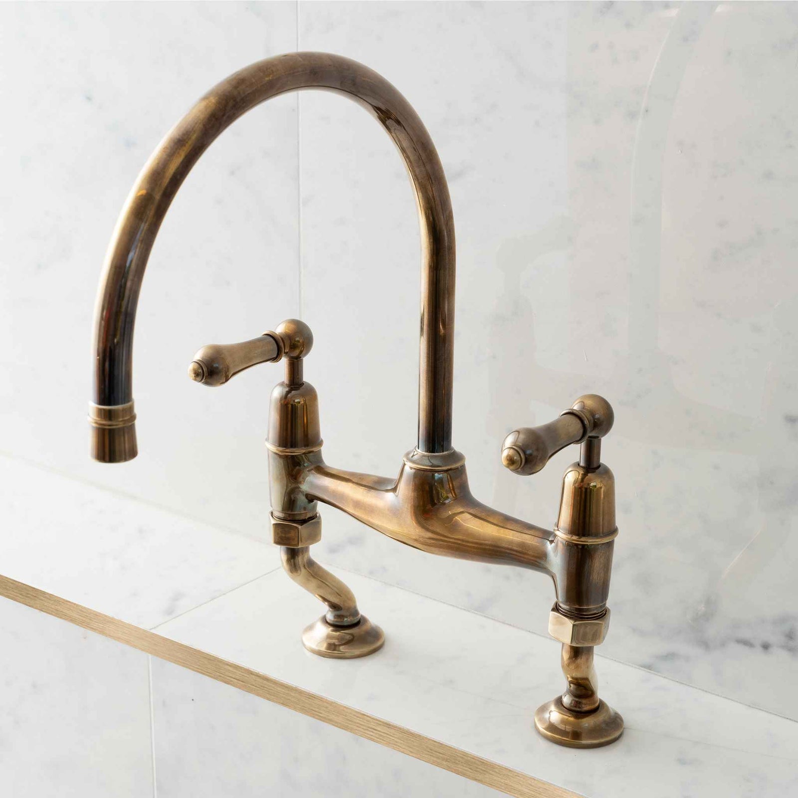 Gibson Metal Lever Two Hole Swan Neck Kitchen Sink Mixer - Rutland London (UAE)