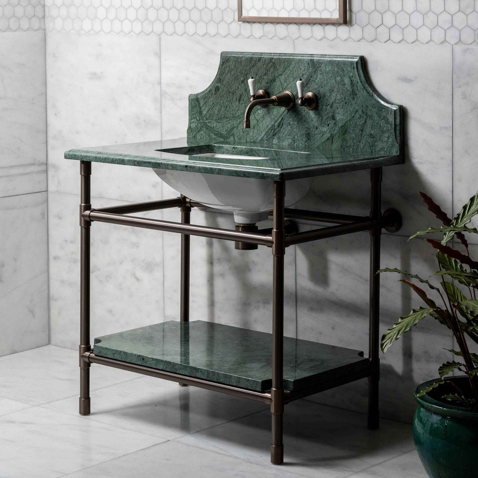 Franklin Single Vanity Suite (Inc. Marble Top, Upstand, Shelf & Basin) - Rutland London (UAE)