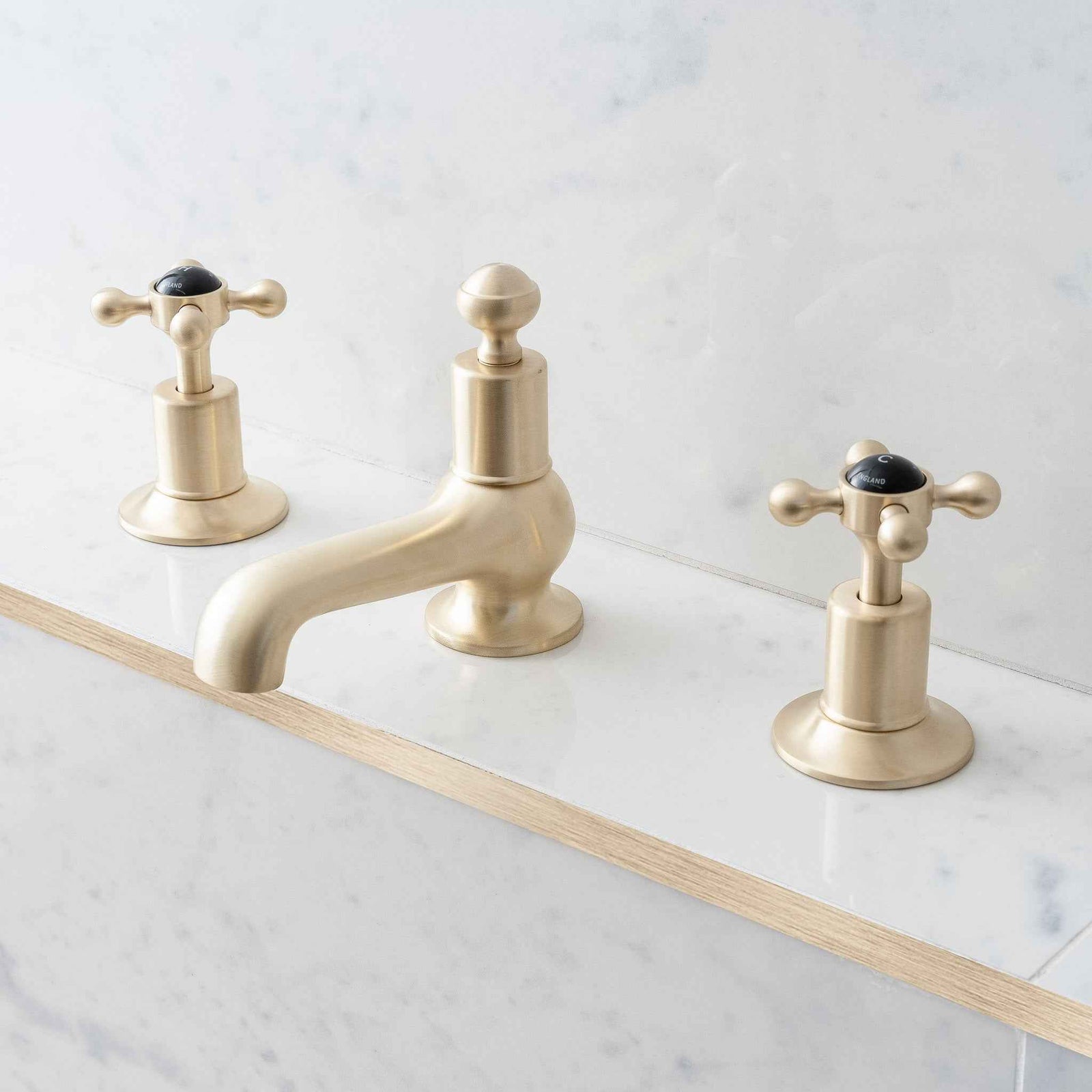 Badminton Black Ceramic Crosshead Three Hole Basin Mixer - Rutland London (UAE)