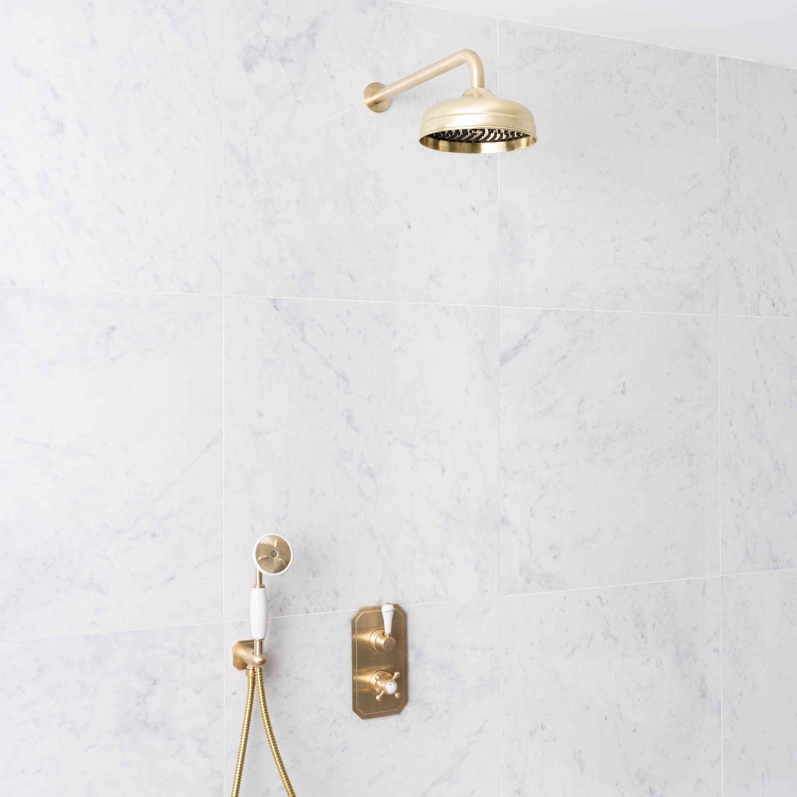 Wellington White Ceramic Lever & Cleaver Concealed Shower Set - Rutland London (UAE)