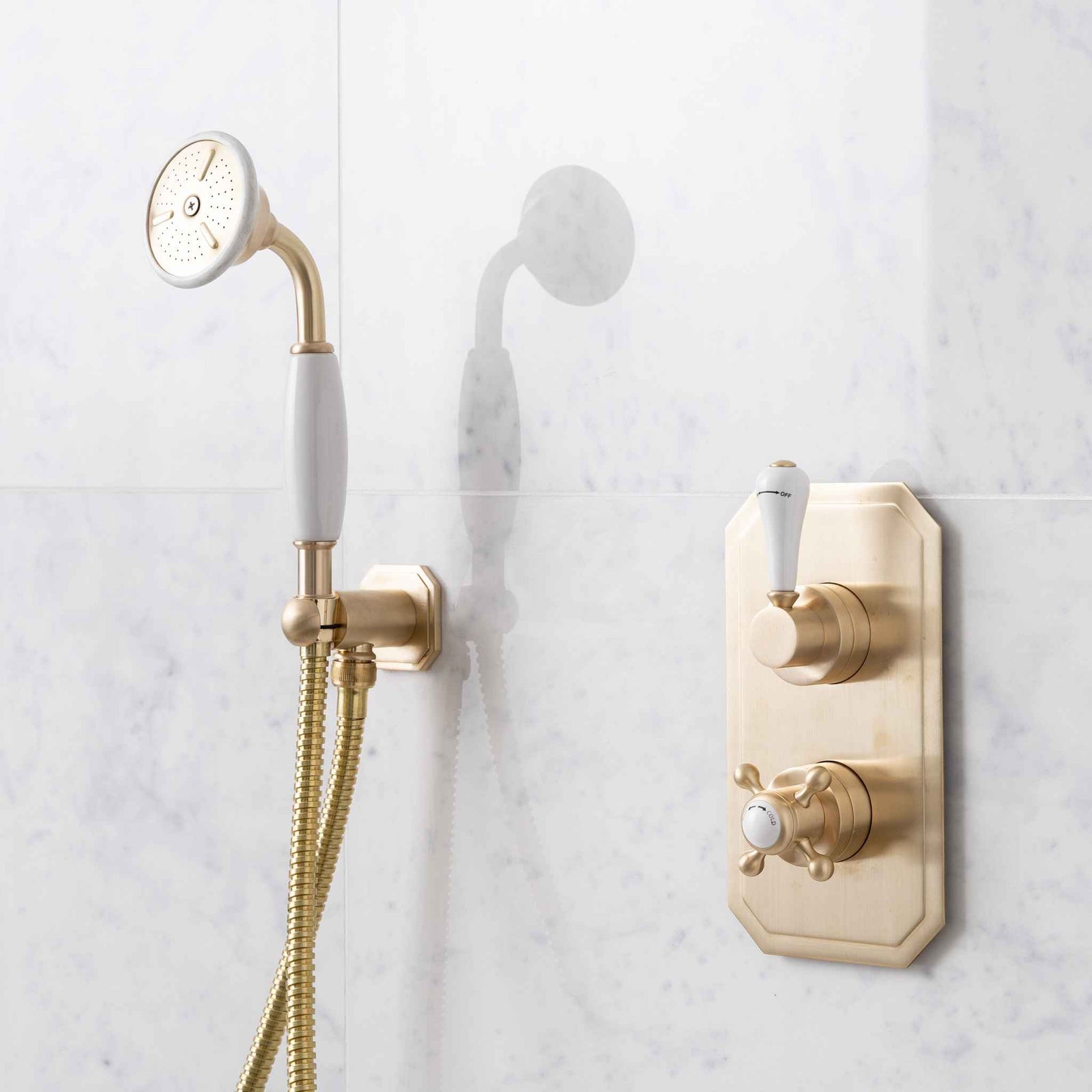 Wellington White Ceramic Lever & Cleaver Concealed Shower Set - Rutland London (UAE)