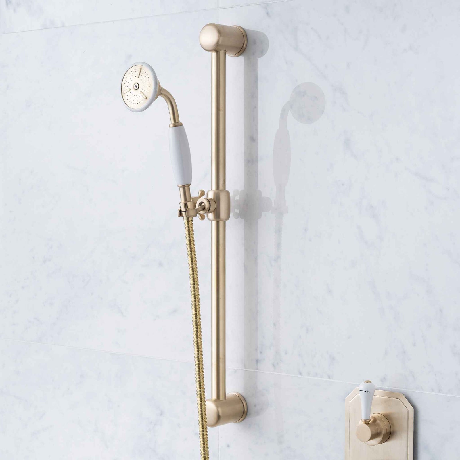 Highbury White Ceramic Lever & Cleaver Concealed Shower Set - Rutland London (UAE)