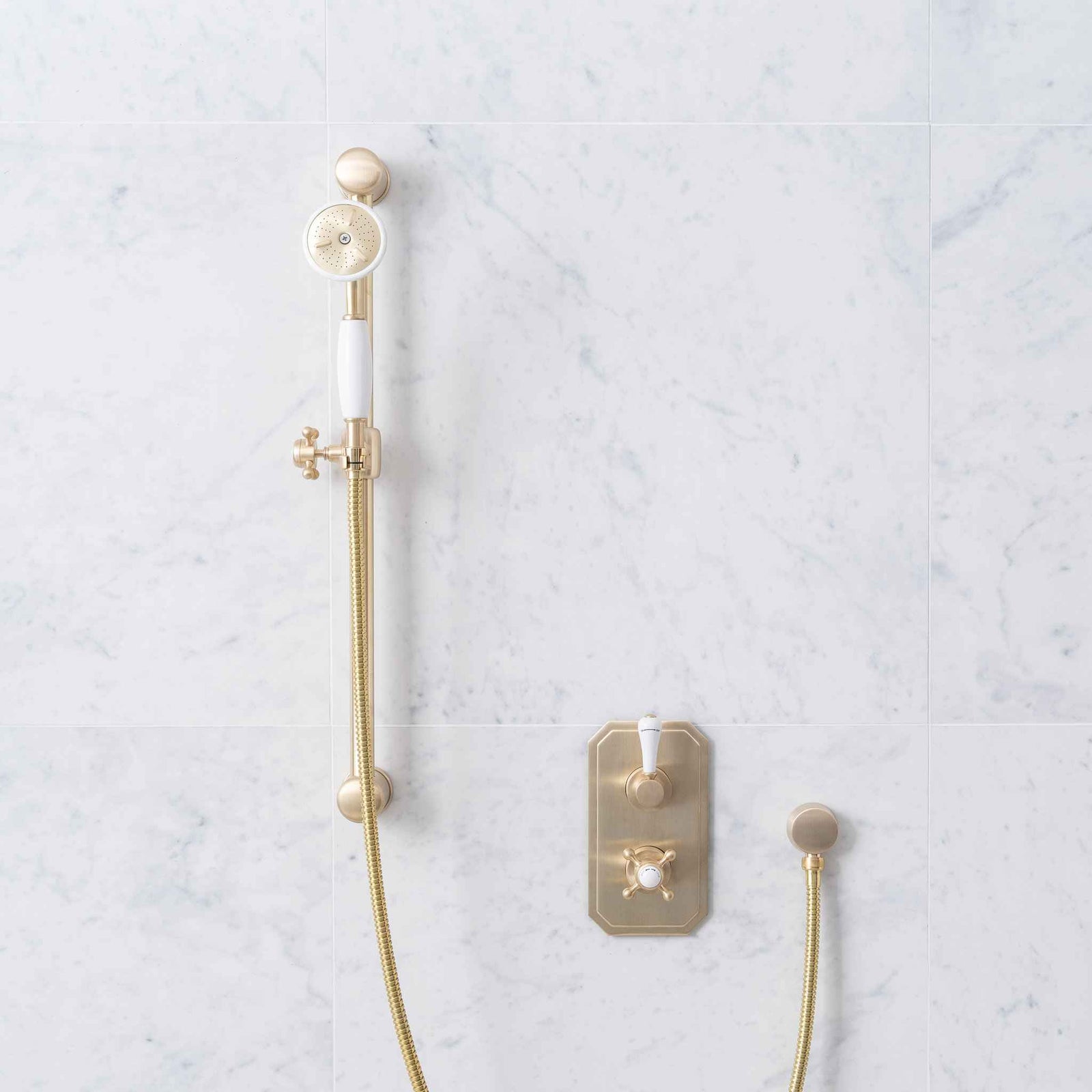 Highbury White Ceramic Lever & Cleaver Concealed Shower Set - Rutland London (UAE)