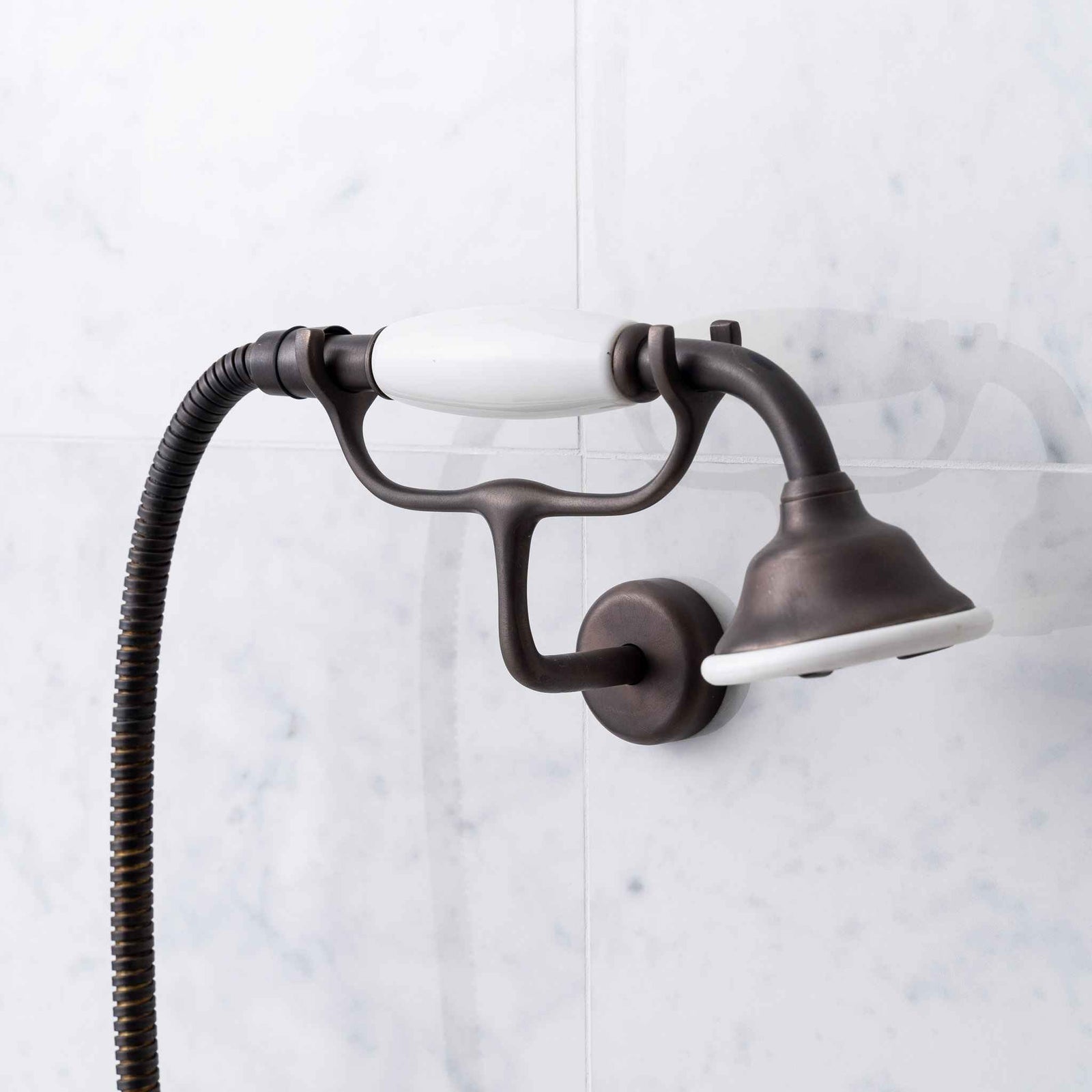 Cleaver White Ceramic Handset, Hose & Antler Bracket - Rutland London (UAE)