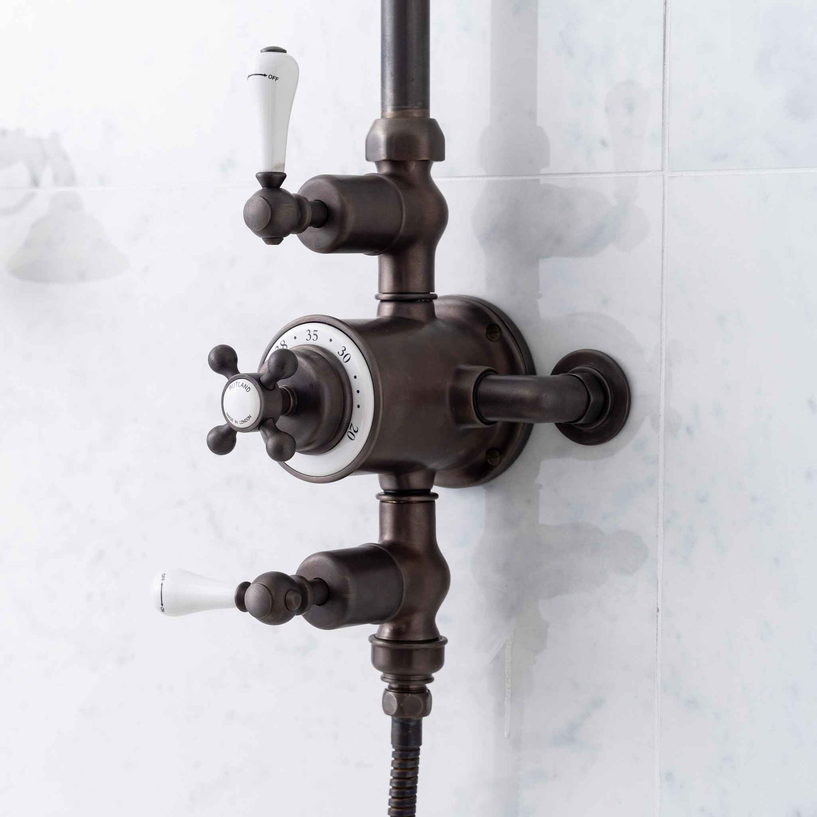 Hamilton 2 Outlet White Ceramic Lever Exposed Shower Valve - Rutland London (UAE)