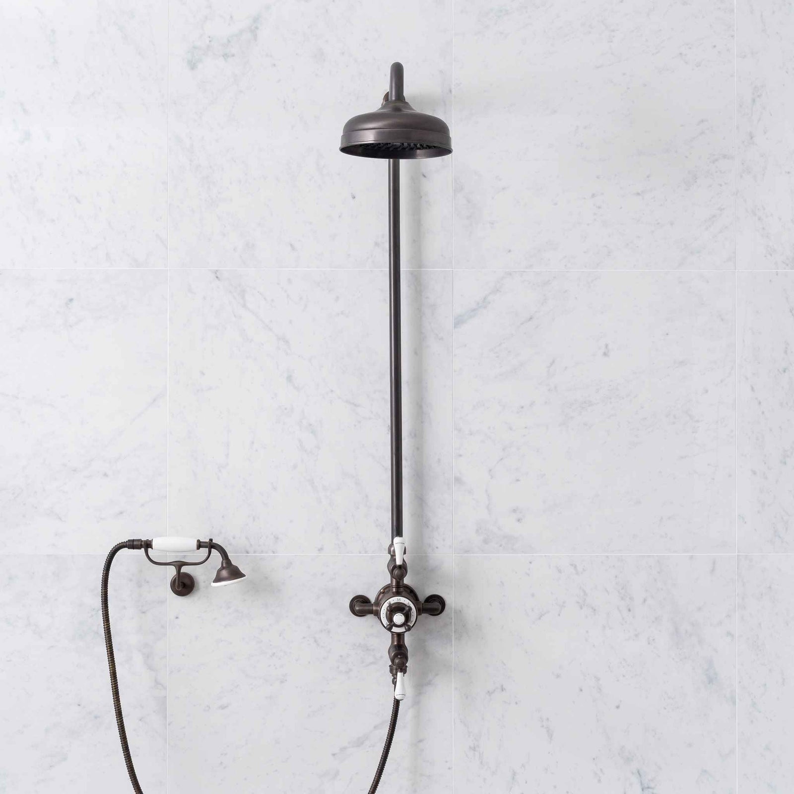 Overton White Ceramic Lever & Cleaver Exposed Shower Set - Rutland London (UAE)
