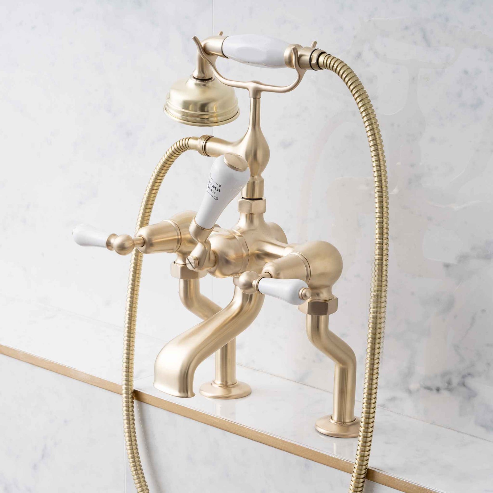 Tibberton White Ceramic Lever Bath & Shower Mixer - Rutland London (UAE)