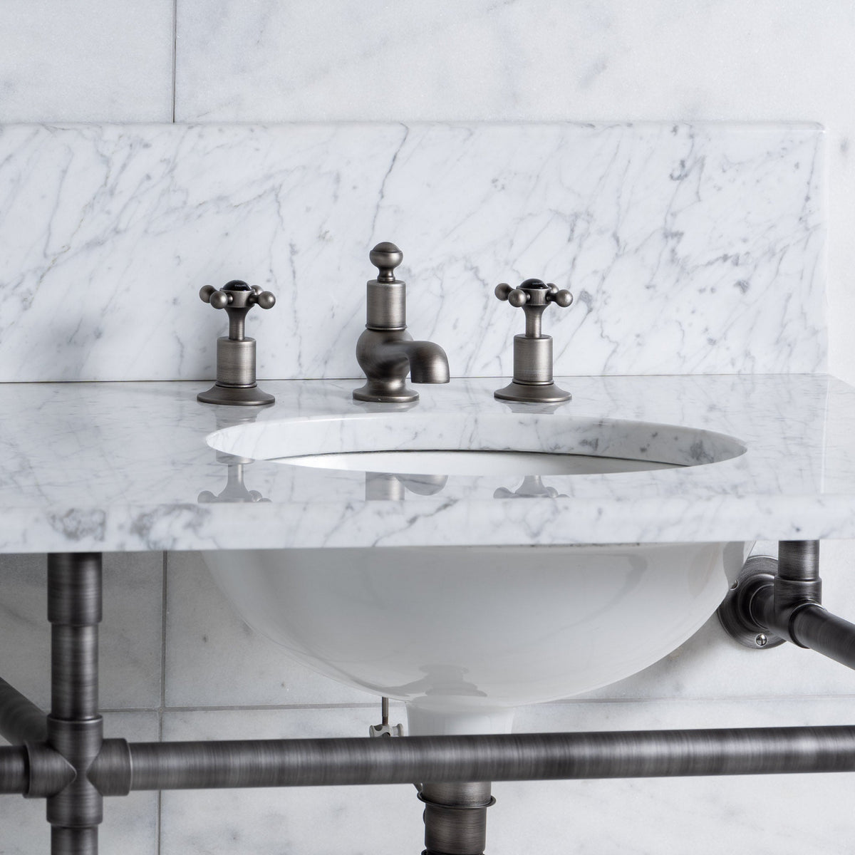 Thornhill Double Vanity Suite (Inc. Marble Top, Upstand & Basins) - Rutland London (UAE)