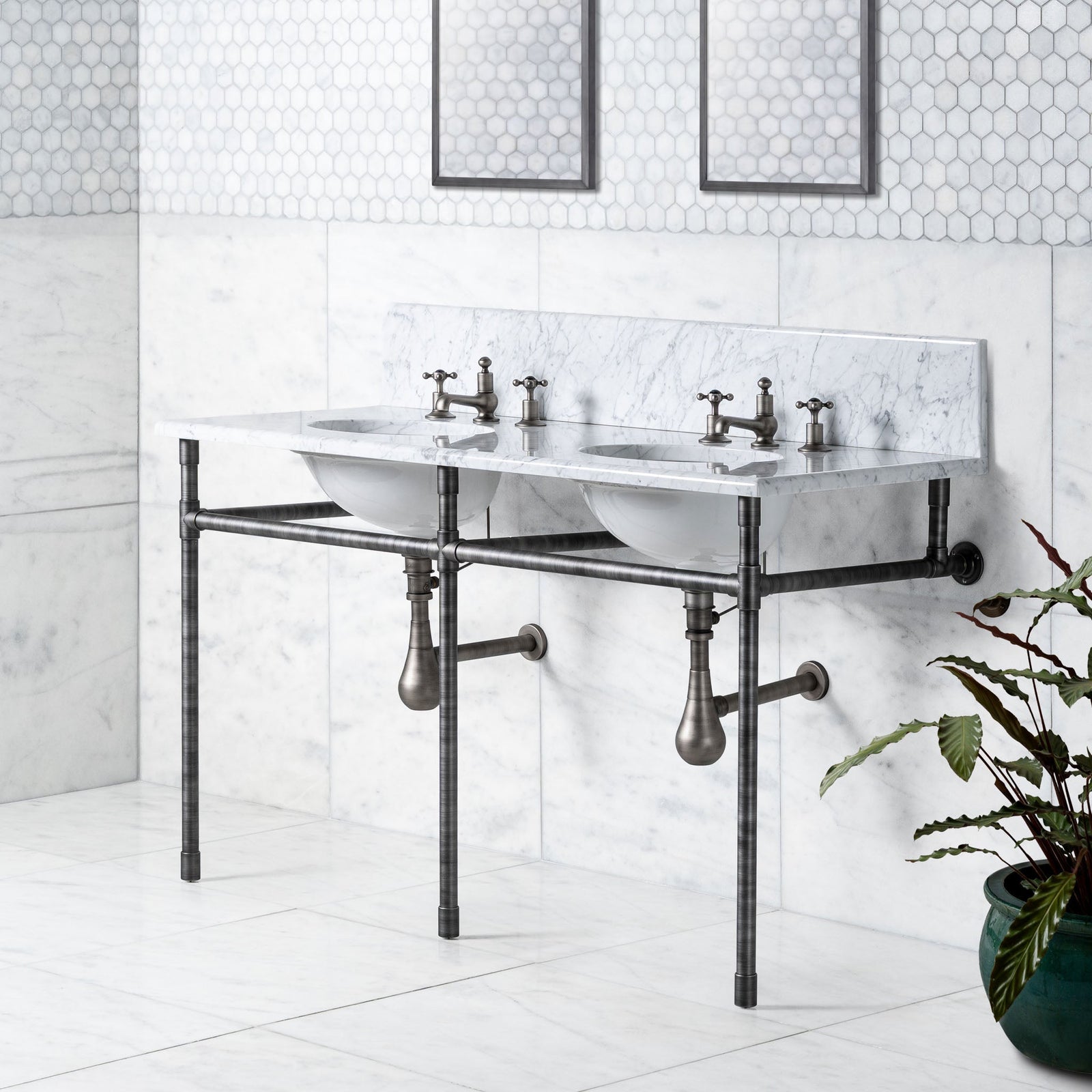 Thornhill Double Vanity Suite (Inc. Marble Top, Upstand & Basins) - Rutland London (UAE)