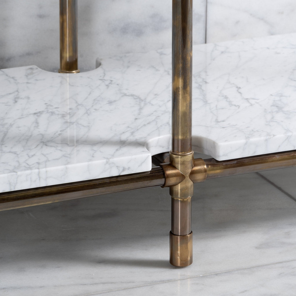 Franklin Double Vanity Suite (Inc. Marble Top, Upstand, Shelf & Basins) - Rutland London (UAE)