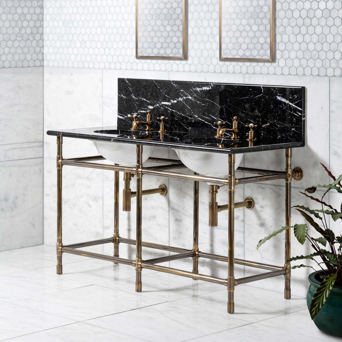 Camden Double Vanity Suite (Inc. Marble Top, Upstand & Basins) - Rutland London (UAE)