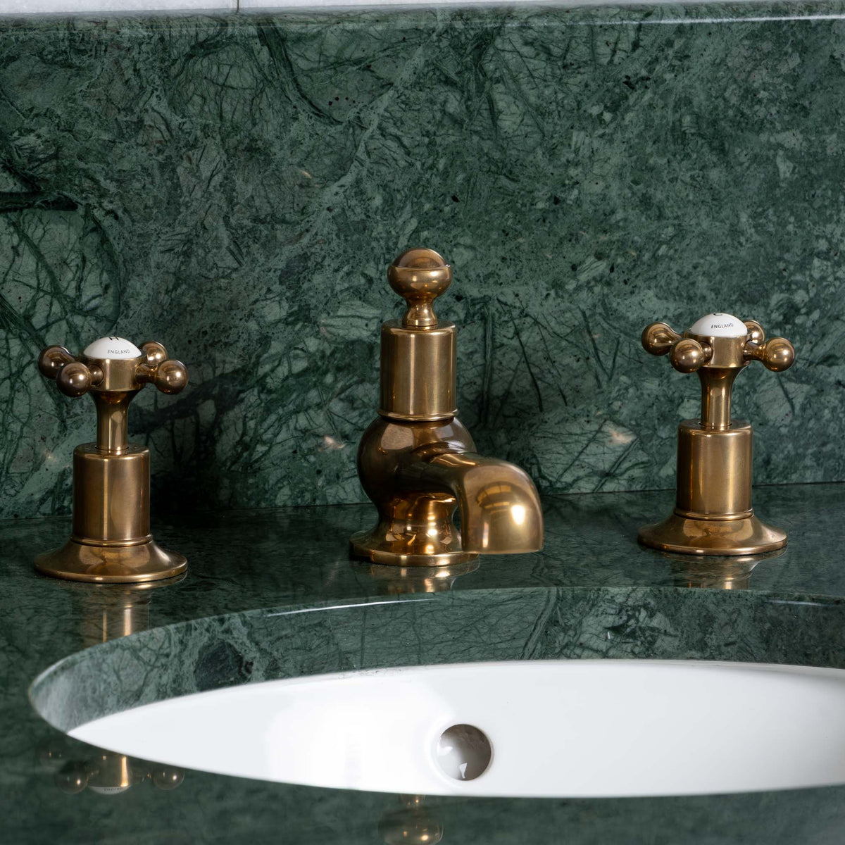 Trinity Double Vanity Suite (Inc. Marble Top, Upstand, Brass Rack & Basins) - Rutland London (UAE)