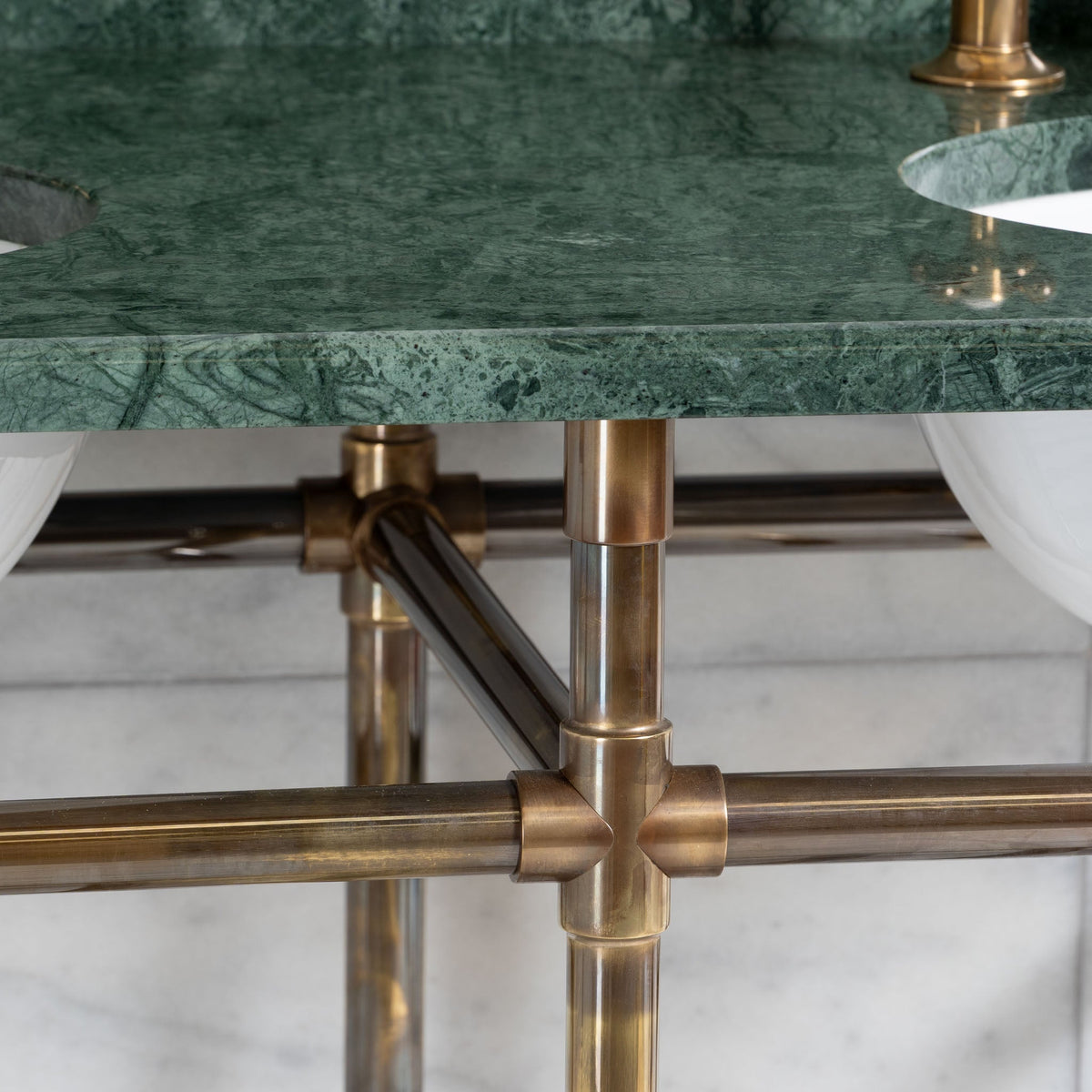 Trinity Double Vanity Suite (Inc. Marble Top, Upstand, Brass Rack & Basins) - Rutland London (UAE)