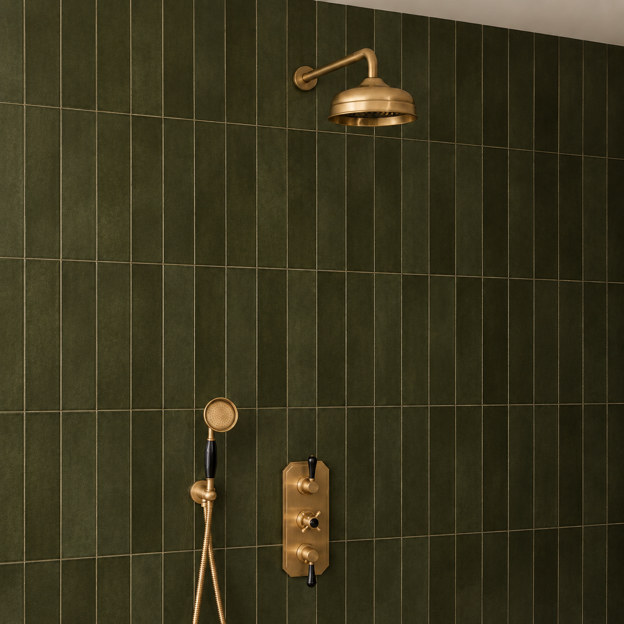Thornton Black Ceramic Lever & Cleaver Concealed Shower Set - Rutland London (UAE)
