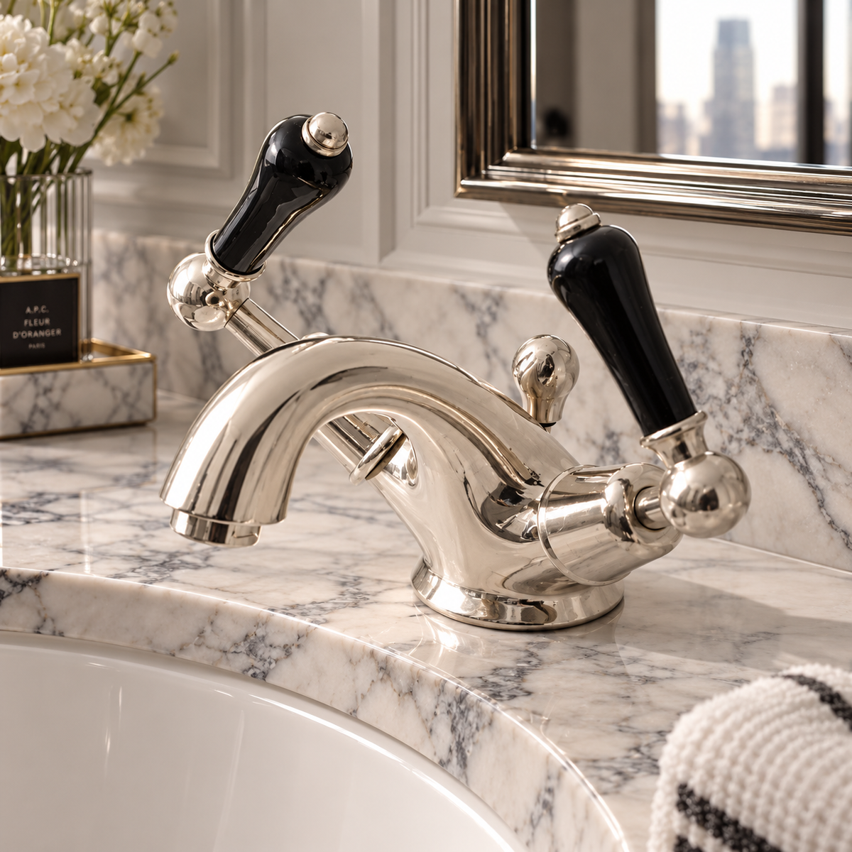 Torrington Black Ceramic Lever Basin Mono Mixer - Rutland London (UAE)