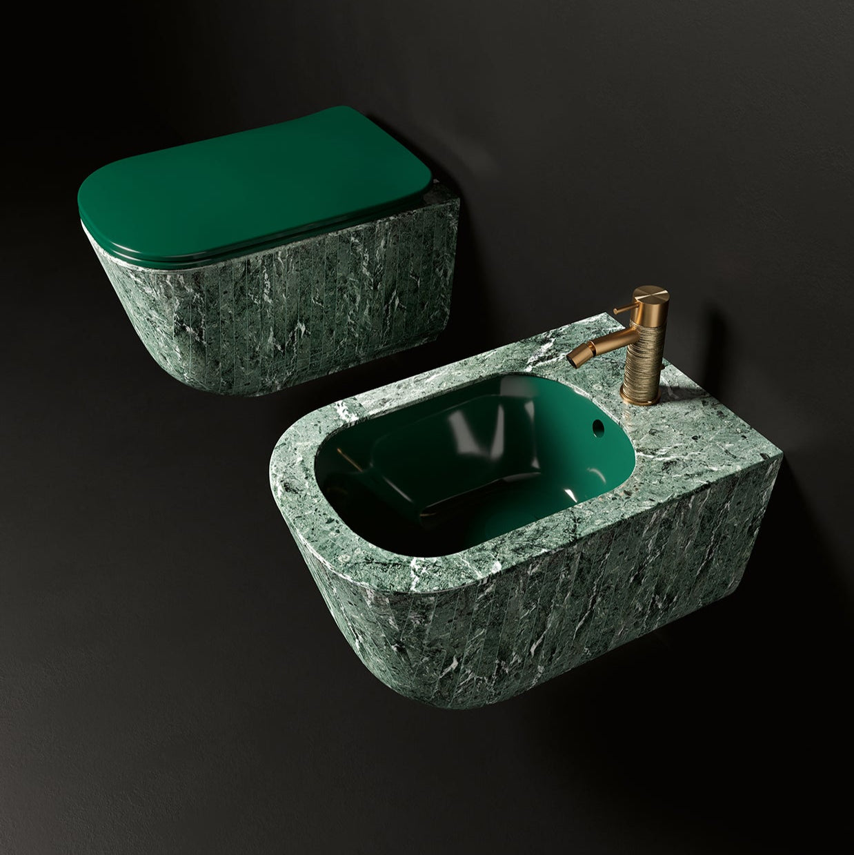 Verde Alpi Bespoke Handmade Marble Bathroom Suite (Inc. WC Pan, Bidet & Basin) - Rutland London (UAE)