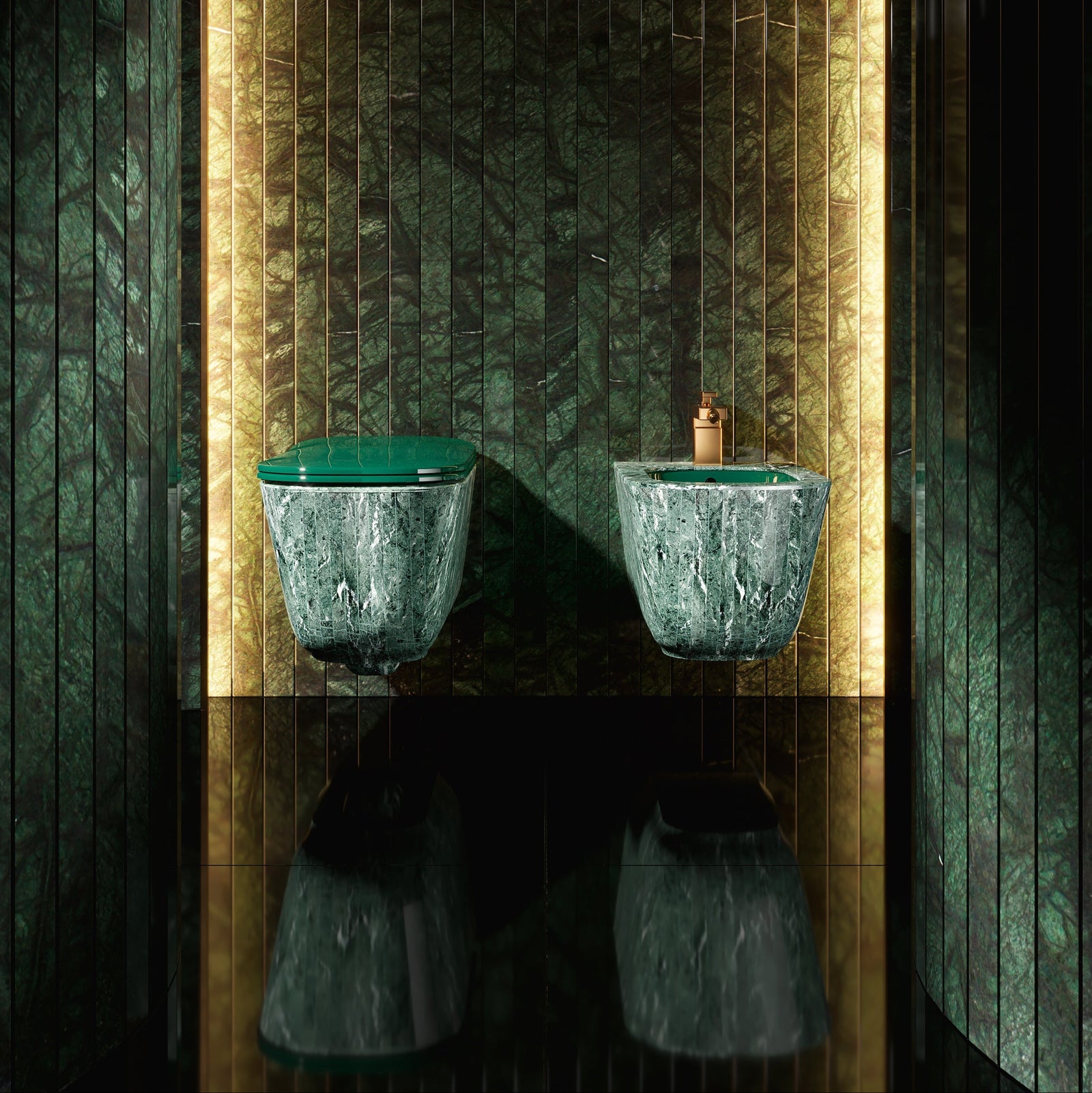 Verde Alpi Bespoke Handmade Marble Bathroom Suite (Inc. WC Pan, Bidet & Basin) - Rutland London (UAE)