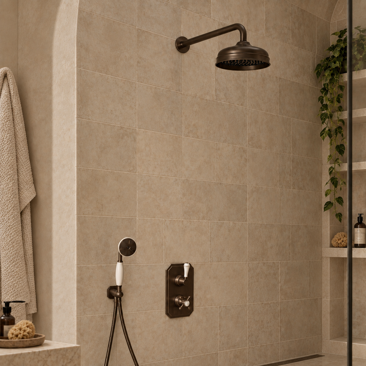 Wellington White Ceramic Lever & Cleaver Concealed Shower Set - Rutland London (UAE)