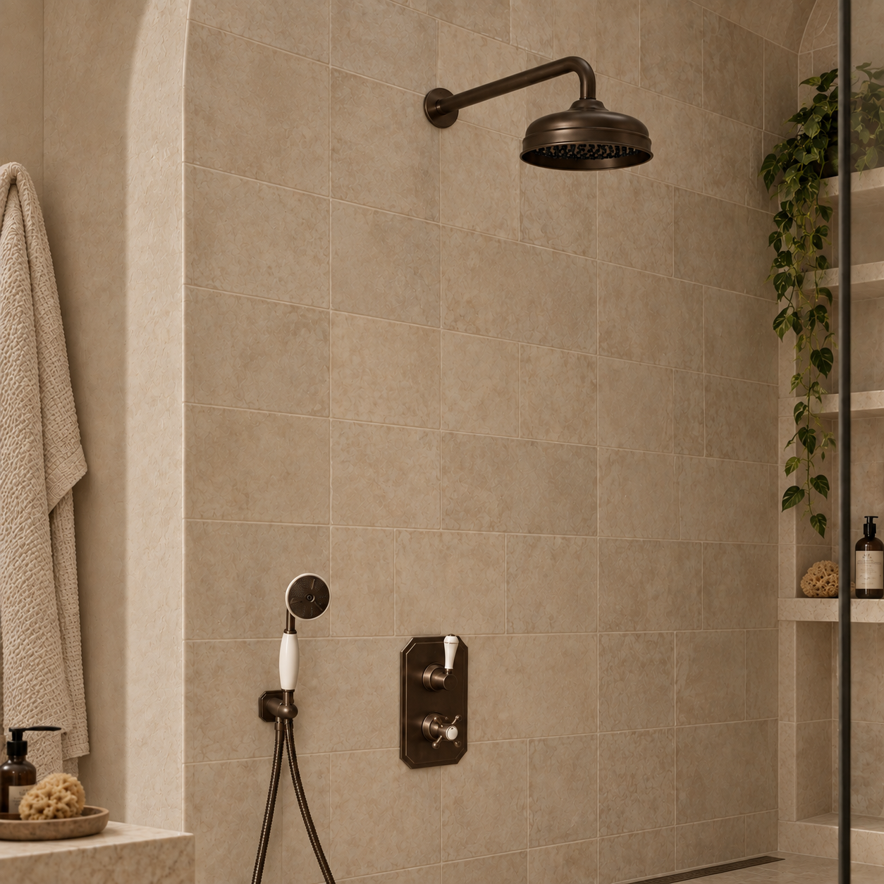 Wellington White Ceramic Lever & Cleaver Concealed Shower Set - Rutland London (UAE)