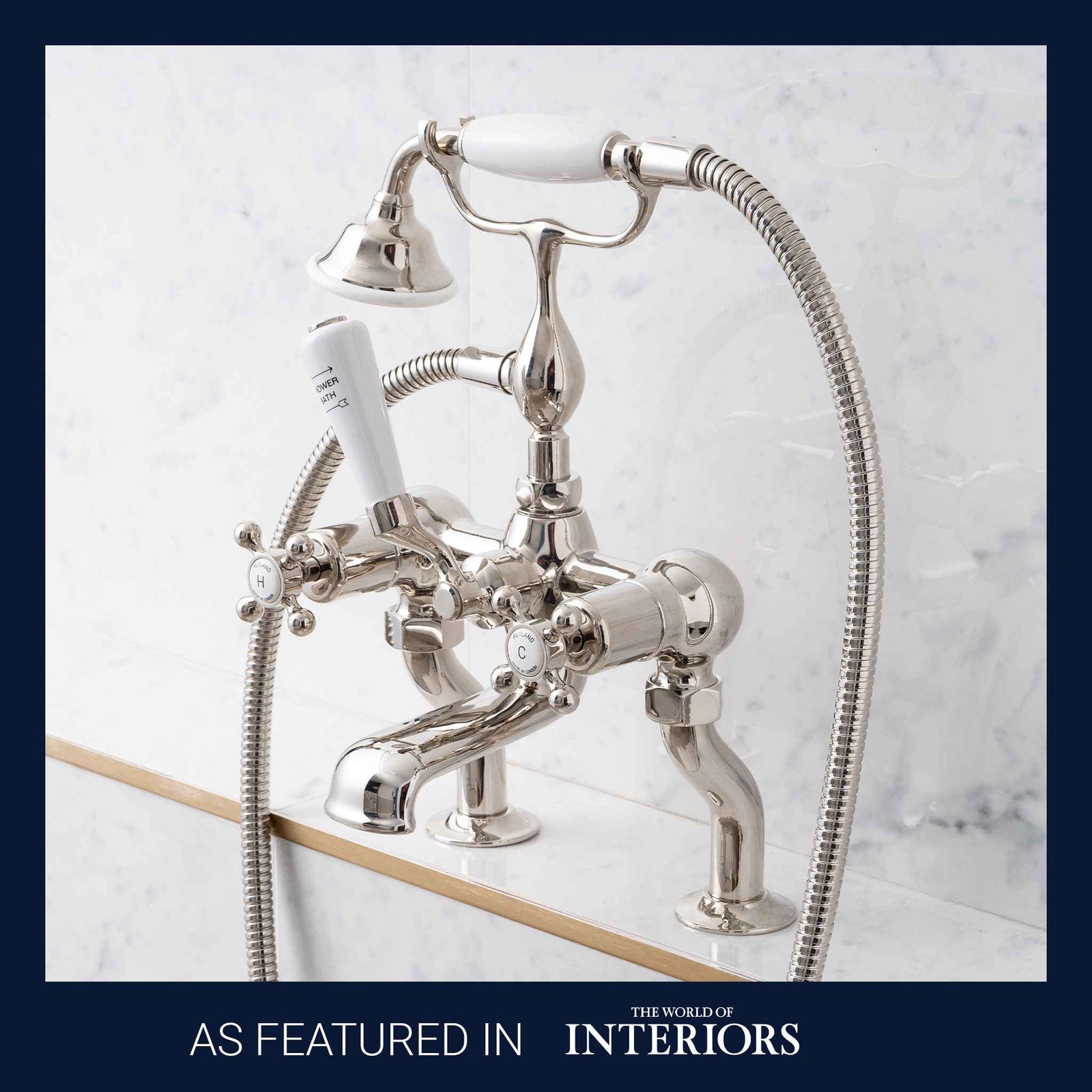 Devonshire White Ceramic Crosshead Bath & Shower Mixer - Rutland London (UAE)